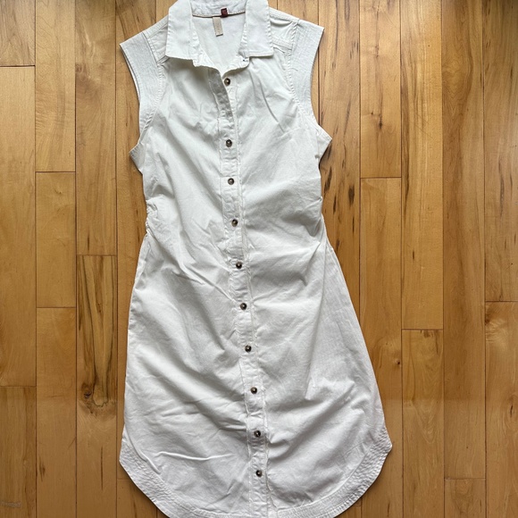 ANTHROPOLOGIE NWT Pilcro Dress Ivory Sleeveless Shirtdress‎ Ruched Button Shirt - Picture 5 of 10
